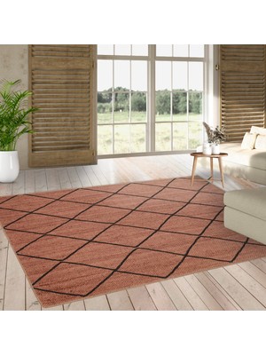 Perhal JY23 Kahverengi Kilim – Sade Çizgili Modern Halı Kilim