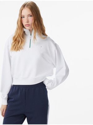 Anta Iconic Kadın Beyaz Yarım Fermuarlı Sweatshirt
