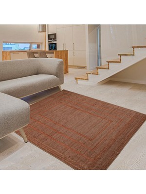 Perhal J08 Kahverengi Kilim – Çerçeve Desenli Klasik Modern Halı Kilim