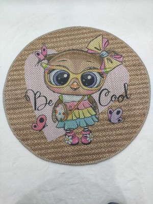 Perhal JY53 Yuvarlak Kilim – Renkli Figür Desenli Çocuk Odası Halı Kilim