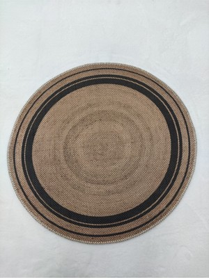 Perhal JY07A Yuvarlak Kilim – Siyah Halkalı Çizgili Modern Dekoratif Halı Kilim