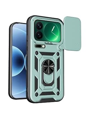 CoverZone Xiaomi Mi 17 Pro Ile Uyumlu Phoenixshield Sürgülü Sistem Kamera Korumalı Kapak Tam Koruma Manyetik Vega 17 Pro Kılıfı Kapak Yeşil
