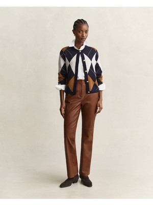 Gant Kadın Kahverengi Regular Fit Deri Pantolon 4150424.229