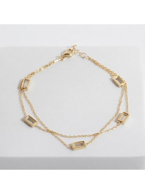 Eva Pırlanta Zirkon Taşlı Zincir Bileklik 718556 Gold