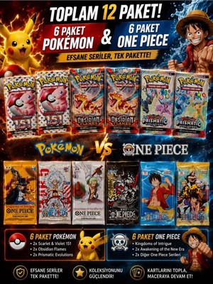 Cantex Tech Pokemon 2 Scarlet 151 - 2 Obsıdıan Flames - 2 Prısmatıc ve One Piece 6 Seri 6 Paket En Sevilen 12 Paket