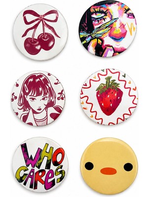 Fynbos Y2K Rozet Seti 6’lı | Çanta ve Kıyafet Aksesuarı, Retro Pop Kawaii Rozet, Y2K Vintage Pin Seti