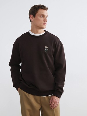 Lc Waikiki Yeni Sezon Bisiklet Yaka Ayı Teddy Baskılı Erkek Kalın Sweatshirt