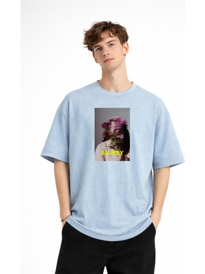 TeknoKapsül Blurry - Oversize Erkek Tişört Bebek Mavisi
