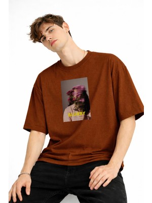 TeknoKapsül Blurry - Oversize Erkek Tişört Kahve