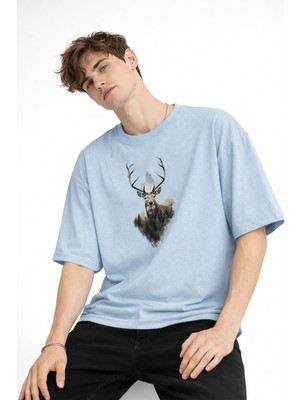 TeknoKapsül Deer - Oversize Erkek Tişört Bebek Mavisi