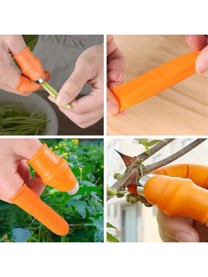 TeknoKapsül 5 Parça Pratik Parmak Koruyucu 1 Parça Baş Parmak Bıçaklı Eldiven Silikon Set Sebze Meyve Soyucu Kesme Ayıklayıcı