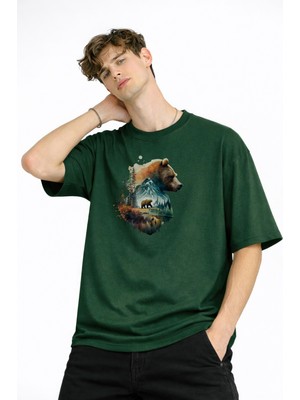 TeknoKapsül Bear2 - Oversize Tişört Hakı