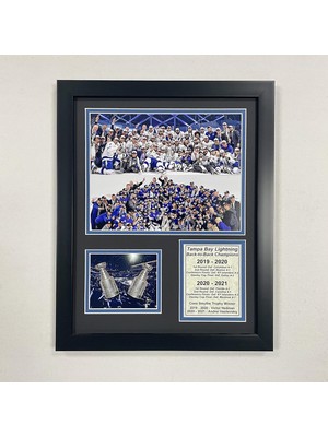 TeknoKapsül Legends Never Die, Inc. Tampa Bay Lightning | Sırt Arkaya Dönüş Şampiyonlar | 30,48 cm x 38,1 cm Çerçeveli Fotoğraf Kolajı