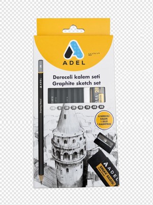 Adel 8 Parça Siyah Dereceli Kalem Seti Eğitim Amaçlı Kurşun Kalemler ve Aksesuarlar