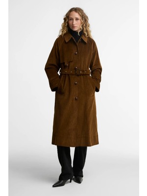 Barbour Antonella Cord Trench Casual Ceket TA51 Tan Birchwood Dress