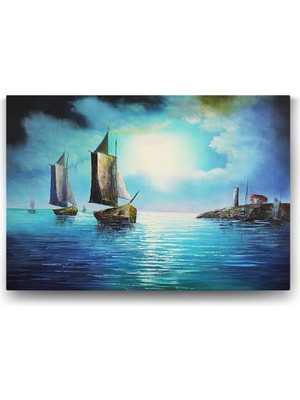 TeknoKapsül Gece Deniz Manzarası Tablosu - 140X100CM