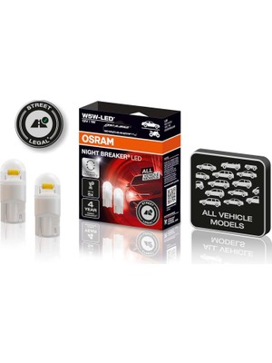 TeknoKapsül Osram T10 W5W LED Night Breaker Plaka Park Içmekan Ampulü, 12V 1W, 2'li Paket, Universal Polarite, 4 Yıl Garanti