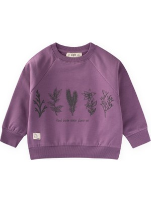 Cigit Ağaç Baskılı Sweatshirt 1-7 Yaş Mor