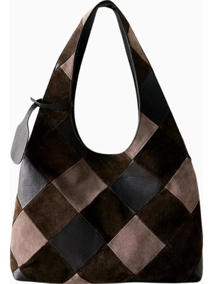 Anthropologie Patchwork Süet ve Deri Kadın Tote Çanta