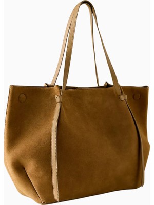Anthropologie Süet Deri Shopper Kadın Omuz Çantası