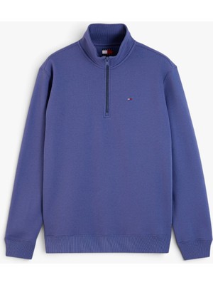 Tommy Hilfiger Tjm Reg Fleece Qz Mock Nck Ext Erkek Mavi Sweatshirt - DM0DM20339