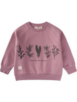 Cigit Ağaç Baskılı Sweatshirt 1-7 Yaş Leylak