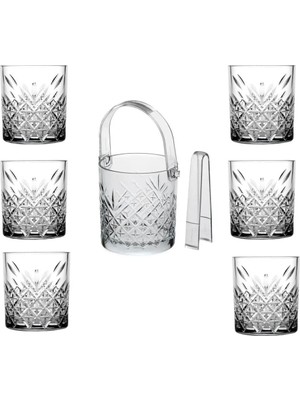 TeknoKapsül Pasabahce Timeless Viski Bardağı ve Buz Kovası Set 6 Kişilik 86985859685854458AYBABASTORE