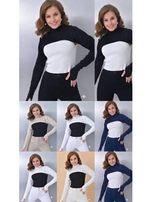 ALDAIYR Parmaklı Tesettür Boyunluk | Yakalı Uzun Kollu Kolluklu Body Bluz Bolero Rahat Tasarım
