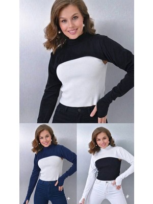 ALDAIYR 3-Adet Parmaklı Tesettür Boyunluk | Yakalı Uzun Kollu Kolluklu Body Bluz Bolero Rahat Tasarım