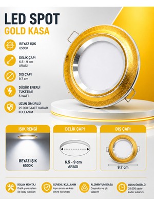 K2 5 Watt Simli Gold Kasa Beyaz Işık LED Spot (Video'lu) KLS922