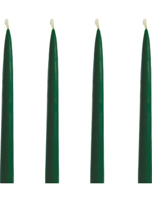 TeknoKapsül Balmumu Mum 4 Adet Standart Şamdan Mumu 25CM Boy 2cm Kalınlık Yeşil Dekoratif Mum (Yeşil)