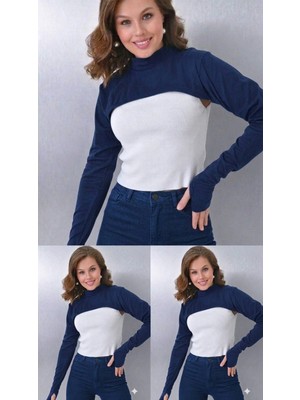 ALDAIYR 3-Adet Parmaklı Tesettür Boyunluk | Yakalı Uzun Kollu Kolluklu Body Bluz Bolero Rahat Tasarım