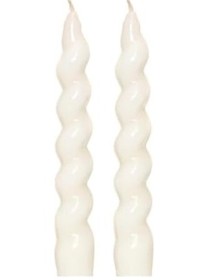 TeknoKapsül Yılbaşı 2'li Twirl Glow Beyaz Şamdan Mum Seti (18 Cm)