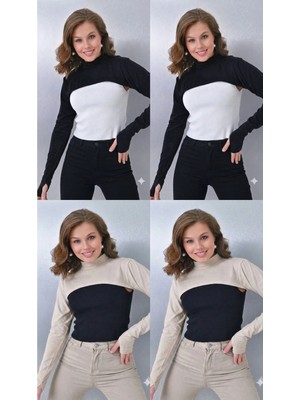 ALDAIYR 4 Adet Parmaklı Tesettür Boyunluk | Yakalı Uzun Kollu Kolluklu Body Bluz Bolero Rahat Tasarım