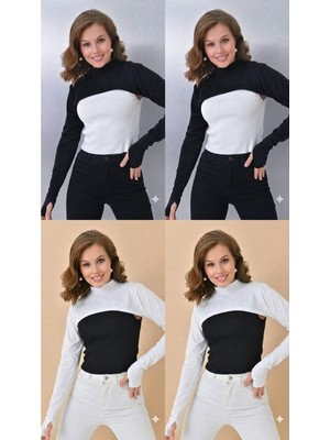 ALDAIYR 4 Adet Parmaklı Tesettür Boyunluk | Yakalı Uzun Kollu Kolluklu Body Bluz Bolero Rahat Tasarım