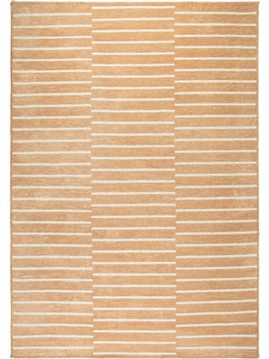 TeknoKapsül Ocean Home Textile Bej Renk Çizgi Desenli Şönil Halı Kilim 160 x 230 cm