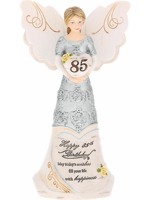 TeknoKapsül Pavilion Gift Company 80. Doğum Günü - 15 cm Kalp Tutan Melek, Bej
