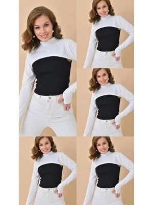 ALDAIYR 5 ADET Parmaklı Tesettür Boyunluk | Yakalı Uzun Kollu Kolluklu Body Bluz Bolero Rahat Tasarım