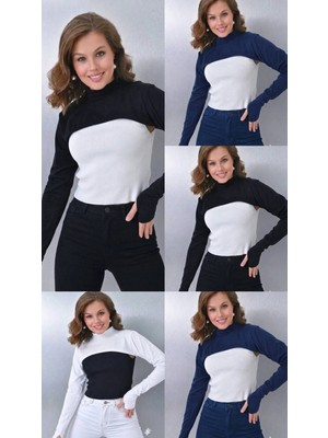 ALDAIYR 5 ADET Parmaklı Tesettür Boyunluk | Yakalı Uzun Kollu Kolluklu Body Bluz Bolero Rahat Tasarım