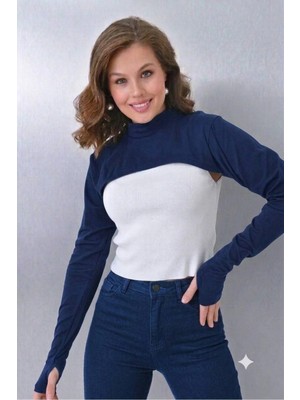 ALDAIYR Parmaklı Tesettür Boyunluk | Yakalı Uzun Kollu Kolluklu Body Bluz Bolero Rahat Tasarım