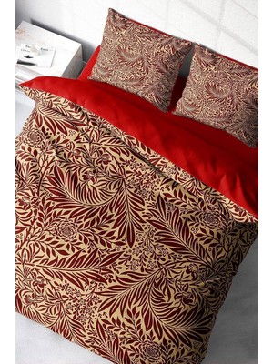 TeknoKapsül Monohome Red Leaf 3D Pamuk Saten Çift Kişilik Nevresim Takımı, MONOHOME2964