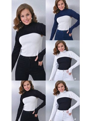 ALDAIYR Parmaklı Tesettür Boyunluk | Yakalı Uzun Kollu Kolluklu Body Bluz Bolero Rahat Tasarım