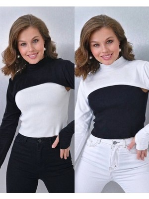 ALDAIYR 2-Adet Parmaklı Tesettür Boyunluk | Yakalı Uzun Kollu Kolluklu Body Bluz Bolero Rahat Tasarım
