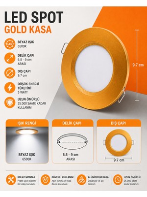 K2 5 Watt Gold Kasa Beyaz Işık LED Spot KLS918