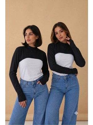 ALDAIYR 2-Adet Parmaklı Tesettür Boyunluk | Yakalı Uzun Kollu Kolluklu Body Bluz Bolero Rahat Tasarım
