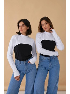 ALDAIYR 2 Adet Parmaklı Tesettür Boyunluk | Yakalı Uzun Kollu Kolluklu Body Bluz Bolero Rahat Tasarım