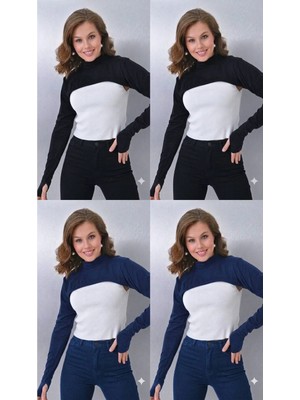 ALDAIYR 4 Adet Parmaklı Tesettür Boyunluk | Yakalı Uzun Kollu Kolluklu Body Bluz Bolero Rahat Tasarım
