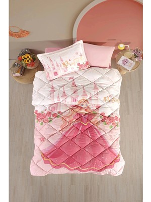 Clasy Ranforce %100 Pamuk Tek Kişilik Uyku Seti Princess V1 Pudra
