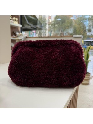 Nes Design Bordo Teddy Clutch Çanta