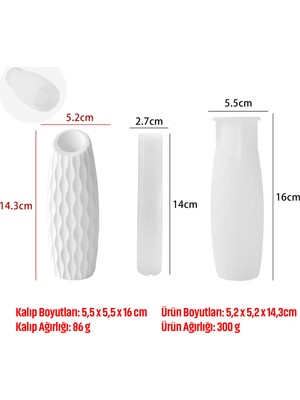Silabor Uzun Dalgalı Desenli Dekoratif Vazo Yapım Kalıbı – Beton, Alçı ve Reçine Dökümüne Uygun, Iç Boşluk Aparatlı, Tekrar Kullanılabilir Hobi Kalıbı